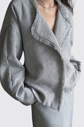 Jacke mit verstellbarem Gürtel - Grau